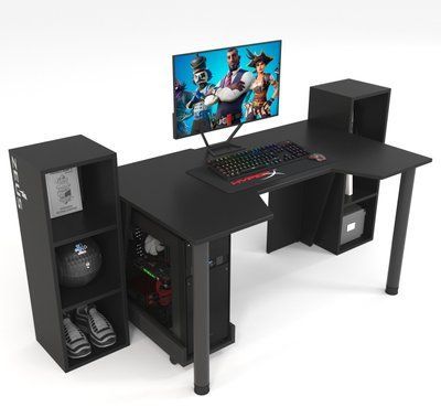 Геймерський стіл "GAMER-5" 120х80х75 см. + 2 Стелажа 32х30х92 см. Чорний ЗС-2336 фото