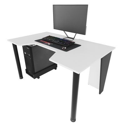 Геймерський стіл "GAMER-2" 135х80х75 см. Білий/Чорні боковини ЗС-2222 фото
