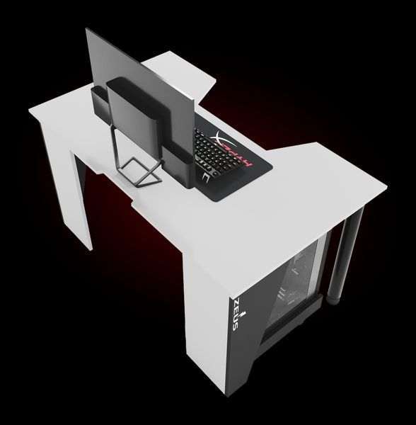 Геймерський стіл "GAMER-2" 135х80х75 см. Білий/Чорні боковини ЗС-2222 фото