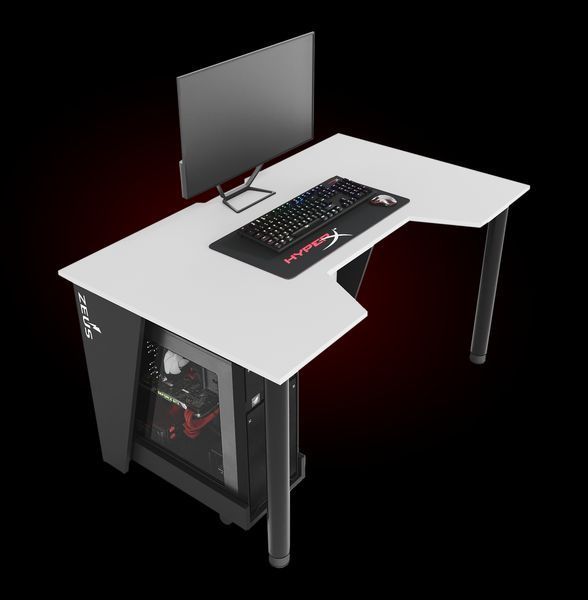 Геймерський стіл "GAMER-2" 135х80х75 см. Білий/Чорні боковини ЗС-2222 фото