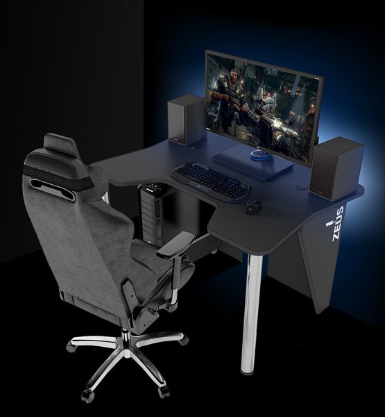 Геймерський стіл "Igrok-3L" 140х85х60 см. LED підсвітка, Чорний/Чорний ЗС-2386 фото