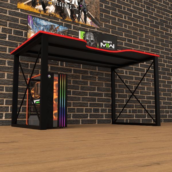 Геймерський стіл "Rasin LOFT-13" 120х80х75 см. Чорний/Червона кромка ТС-7502 фото