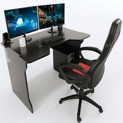 Геймерський стіл "TRON" 120х80 см. Чорний/Чорний ЗС-2362 фото