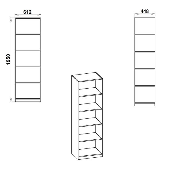 Шкаф книжный 61х49х195 см. Цвет на выбор, КШ-1 КТ-3724 фото