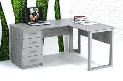 Стол офисный угловой "Хортица" 140х120х75 см. Серый/Хортица, ХК-3-1 ГС-1123 фото
