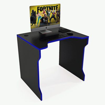 Стол геймерский "TRON-3" 80х70х75 см. Черный/Синий ЗС-2378 фото