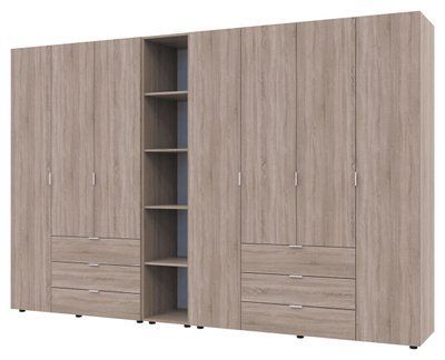 Комплект шкафов "Гелар + Этажерка" 309х50х203 см. 3+4 ДСП, Дуб сонома ДР-1773 фото