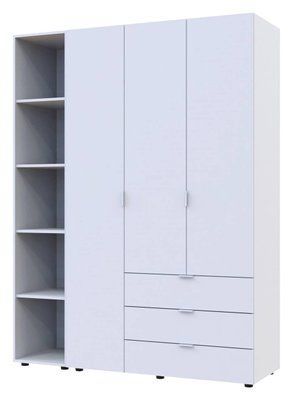 Комплект шаф "Гелар + Етажерка" 154х50х203 см. 3 ДСП, Білий ДР-1739 фото