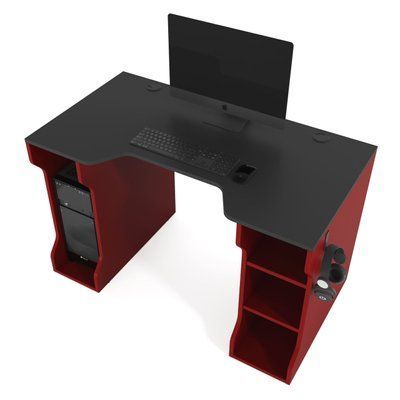 Геймерський стіл "TRON-4" 120х65х75 см. Чорний/Опори бордо ЗС-2382 фото