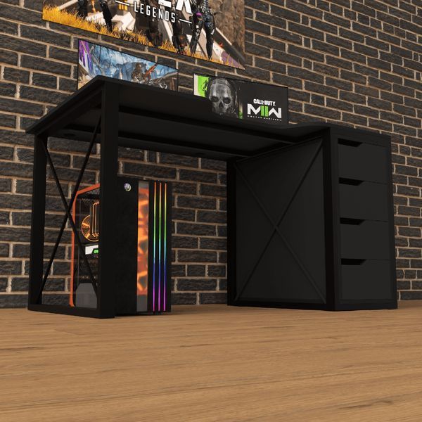 Геймерский стол "Rasin LOFT-16" 140х80х75 см. Черный ТС-7515 фото