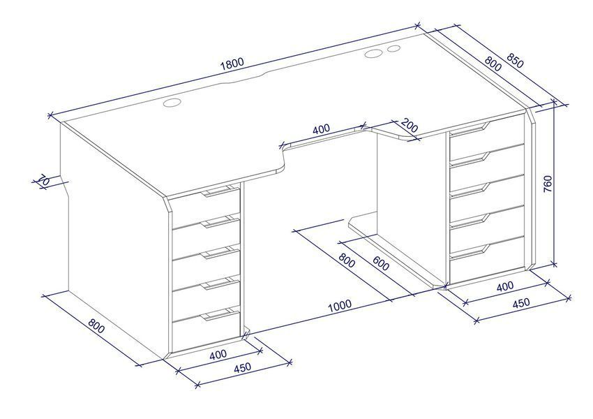 Геймерський стіл "Viking-3M" 180х85х76 см. Чорний/Білий ЗС-2284 фото