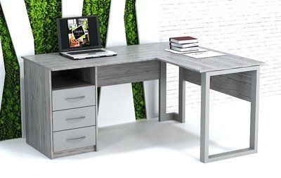 Стол офисный угловой "Хортица" 160х140х75 см. Серый/Хортица, ХК-2 ГС-1102 фото