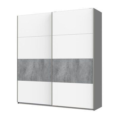 Шафа-купе "G-Caiser" 220х60х240 см. 2 ДСП/4 частини, Графіт/Білий/вставка Бетон ДР-1566 фото