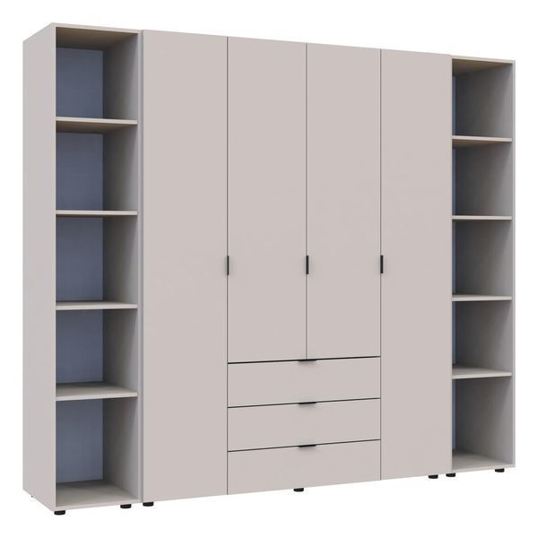 Комплект шаф "Гелар + 2 Етажерки" 231х50х203 см. 4 ДСП, Кашемір ДР-1754 фото