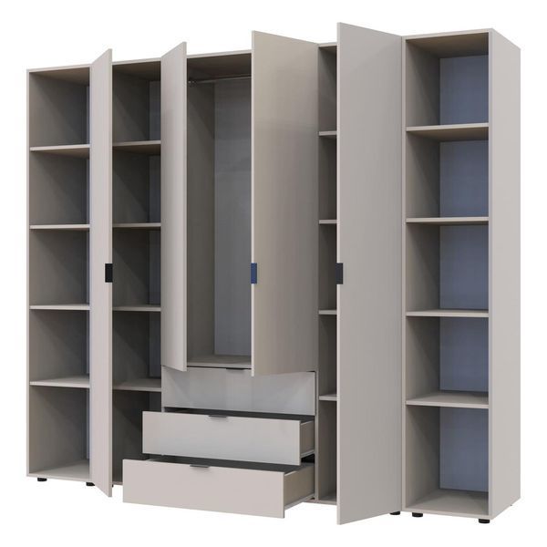 Комплект шаф "Гелар + 2 Етажерки" 231х50х203 см. 4 ДСП, Кашемір ДР-1754 фото