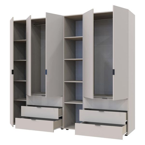 Комплект шаф "Гелар + Етажерка" 232х50х203 см. 2+3 ДСП, Кашемір ДР-1762 фото