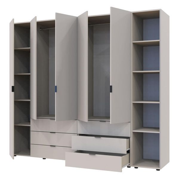 Комплект шаф "Гелар + Етажерка" 232х50х203 см. 2+3 ДСП, Кашемір ДР-1762 фото