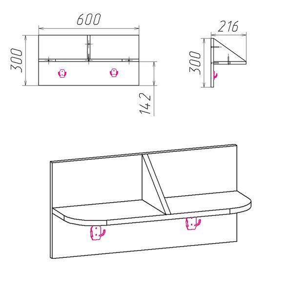 Вешалка В-2, 60х22х30 см. Цвет на выбор КТ-3957 фото
