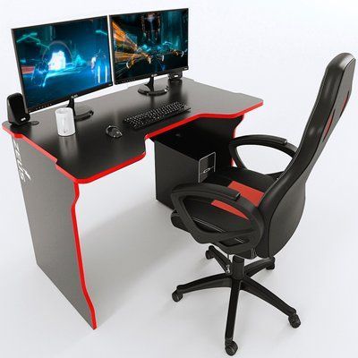 Геймерський стіл "TRON" 120х80 см. Чорний/Червоний ЗС-2363 фото
