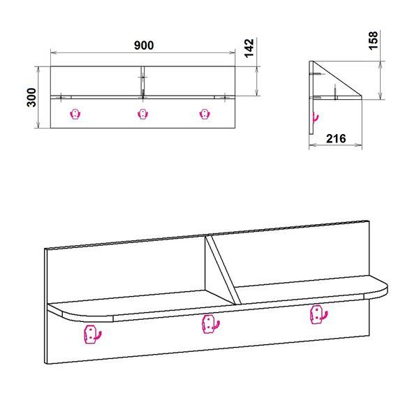 Вешалка В-3, 90х22х30 см. Цвет на выбор КТ-3958 фото