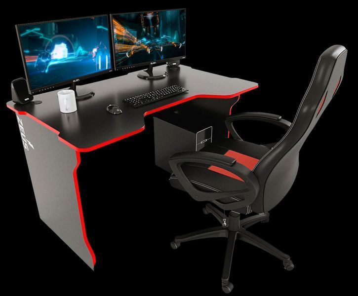 Геймерський стіл "TRON" 120х80 см. Чорний/Червоний ЗС-2363 фото