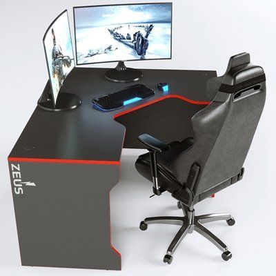 Геймерський стіл кутовий "TRON-2" 180х120 см. Чорний/Червоний ЗС-2373 фото
