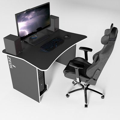 Геймерський стіл "ALT-2" 140х92х75 см. Чорний/Білий ЗС-2401 фото