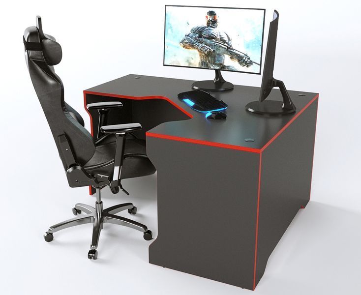 Геймерський стіл кутовий "TRON-2" 180х120 см. Чорний/Червоний ЗС-2373 фото