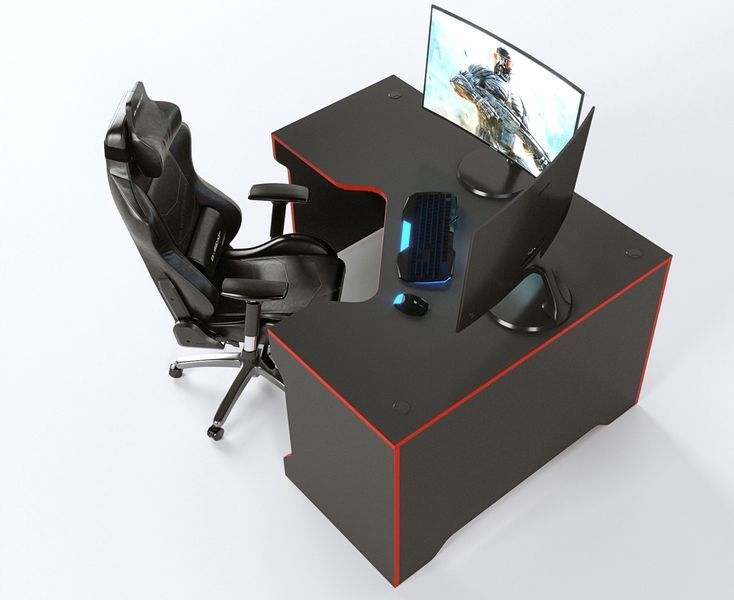 Геймерський стіл кутовий "TRON-2" 180х120 см. Чорний/Червоний ЗС-2373 фото