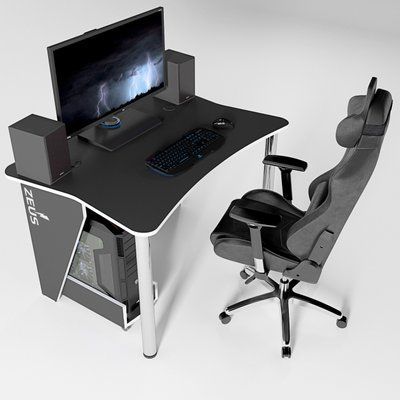 Геймерський стіл "ALT-4" 120х85х75 см. Чорний/Білий ЗС-2403 фото