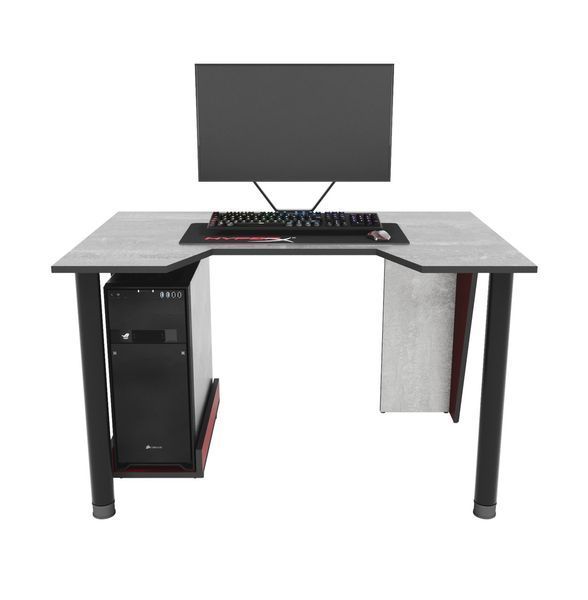 Геймерський стіл "GAMER-1" 120х80х75 см. Червоний/Бетон ЗС-2216 фото