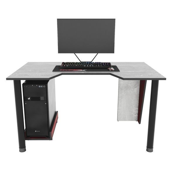 Геймерський стіл "GAMER-2" 135х80х75 см. Бетон/Червоні боковини ЗС-2223 фото