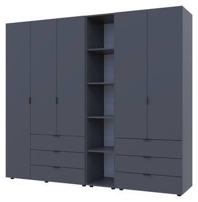 Комплект шаф "Гелар + Етажерка" 232х50х203 см. 2+3 ДСП, Графіт ДР-1760 фото