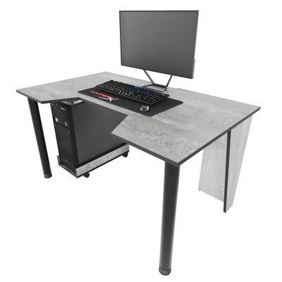 Геймерський стіл "GAMER-2" 135х80х75 см. Бетон/Чорна кромка ЗС-2224 фото