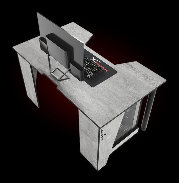 Геймерський стіл "GAMER-2" 135х80х75 см. Бетон/Чорна кромка ЗС-2224 фото