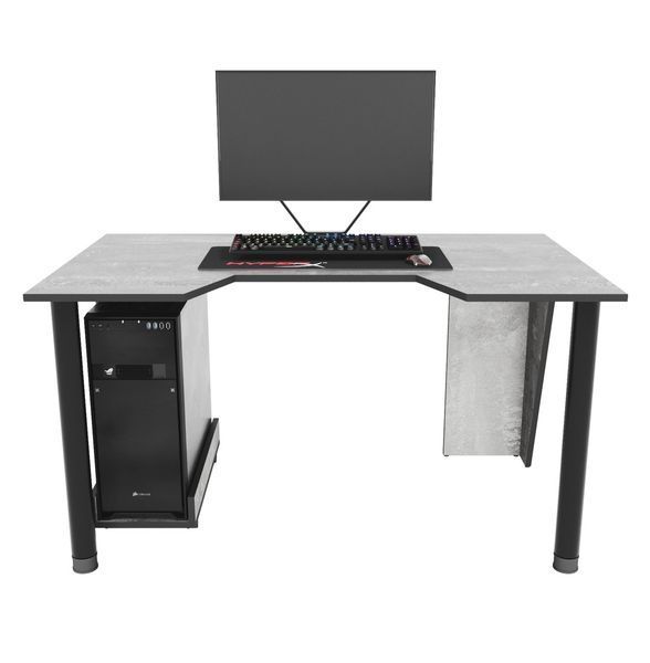 Геймерський стіл "GAMER-2" 135х80х75 см. Бетон/Чорна кромка ЗС-2224 фото