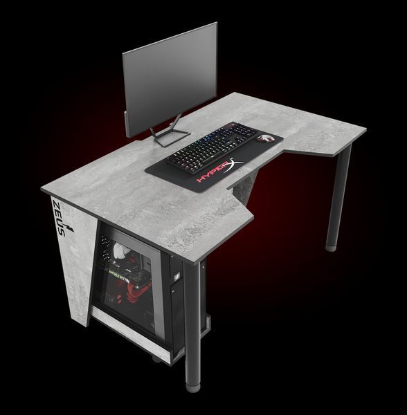 Геймерський стіл "GAMER-2" 135х80х75 см. Бетон/Чорна кромка ЗС-2224 фото