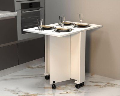 Стол обеденный "Соло" 92х60х75 см. Белый, На колесиках ГС-0356 фото