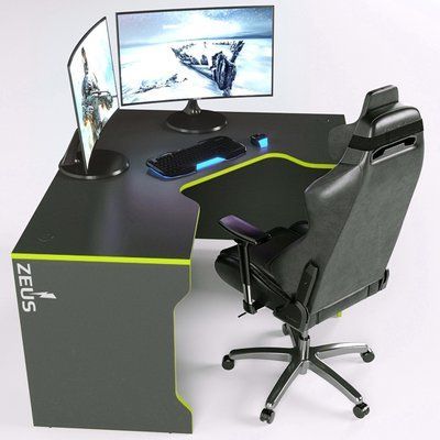Геймерський стіл кутовий "TRON-2" 180х120 см. Чорний/Лайм ЗС-2370 фото