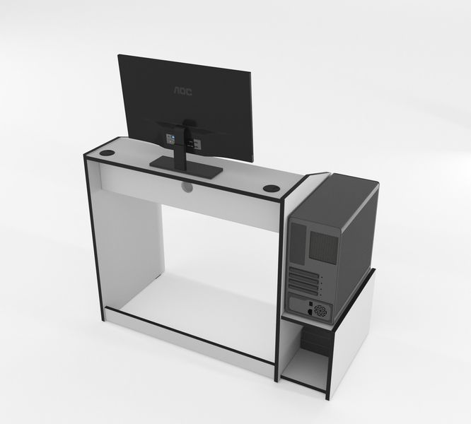Геймерський стіл "Wakanda W2" 120х45х75 см. Білий/Чорна кромка ЗС-2294 фото