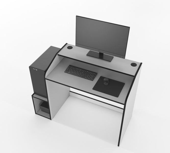 Геймерський стіл "Wakanda W2" 120х45х75 см. Білий/Чорна кромка ЗС-2294 фото