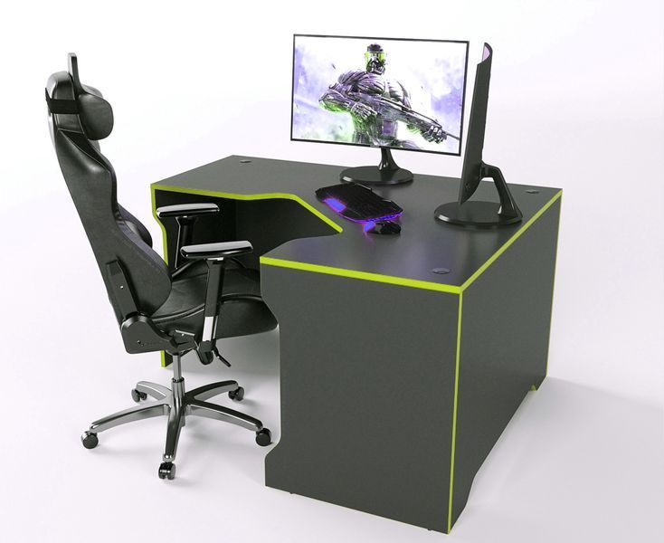 Геймерський стіл кутовий "TRON-2" 180х120 см. Чорний/Лайм ЗС-2370 фото