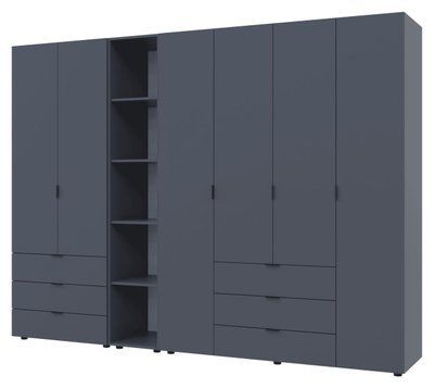 Комплект шаф "Гелар + Етажерка" 271х50х203 см. 2+4 ДСП, Графіт ДР-1764 фото