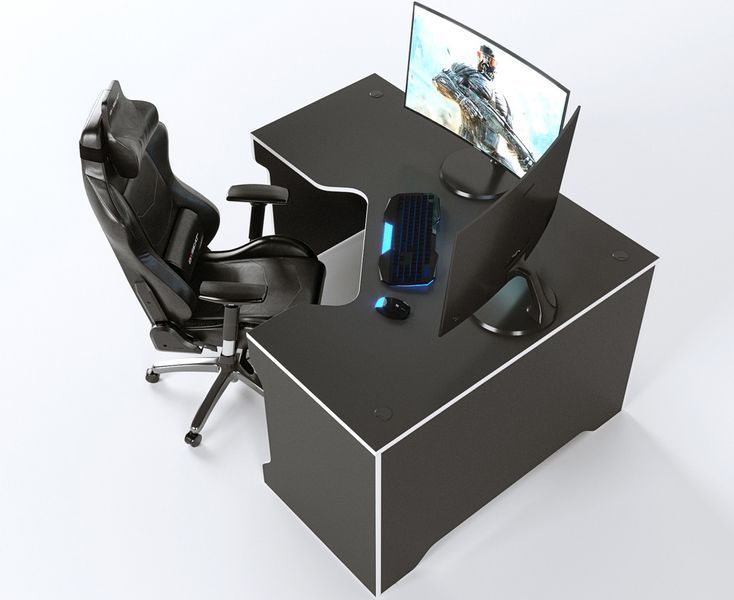 Геймерський стіл кутовий "TRON-2" 180х120 см. Чорний/Білий ЗС-2369 фото