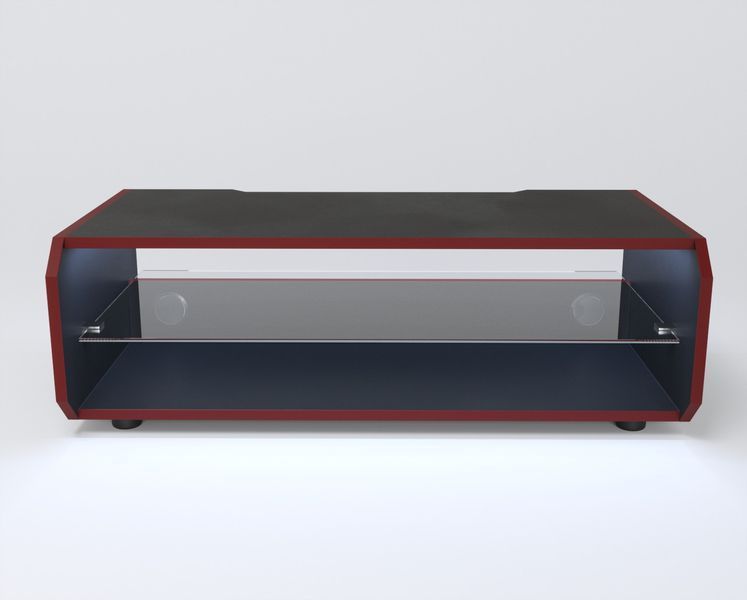 Тумба для телевізора та PlayStation "Combo" 100х50х45 см. Чорна/Червона кромка ЗС-2591 фото