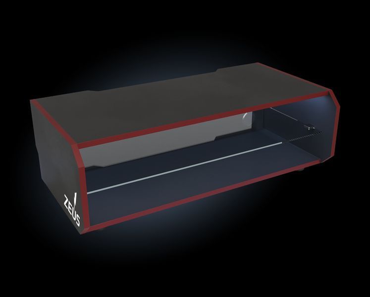 Тумба для телевізора та PlayStation "Combo" 100х50х45 см. Чорна/Червона кромка ЗС-2591 фото