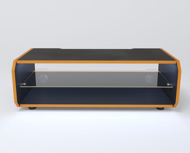 Тумба для телевізора та PlayStation "Combo" 100х50х45 см. Чорна/Помаранчева кромка ЗС-2592 фото