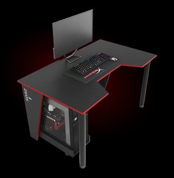 Геймерський стіл "GAMER-2" 135х80х75 см. Чорний/Червона кромка ЗС-2227 фото