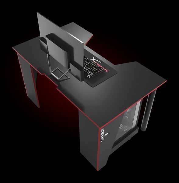 Геймерський стіл "GAMER-2" 135х80х75 см. Чорний/Червона кромка ЗС-2227 фото