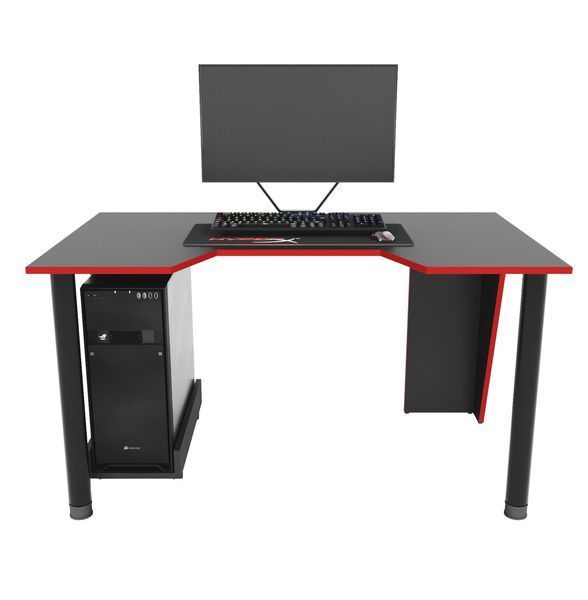 Геймерський стіл "GAMER-2" 135х80х75 см. Чорний/Червона кромка ЗС-2227 фото